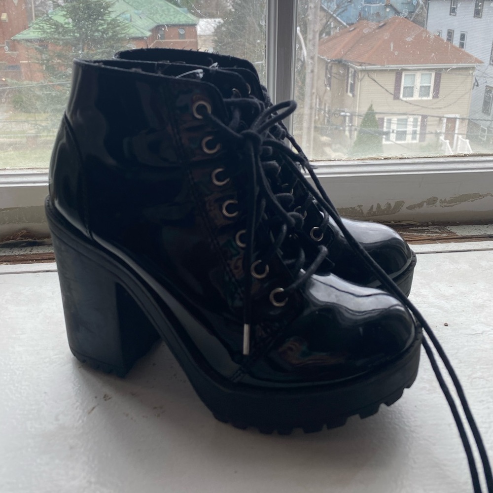 Patent leather boots